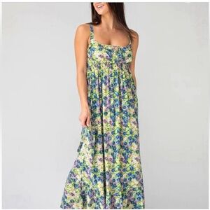 NATURAL LIFE Elizabeth Maxi Dress - Floral Blue and Green -SOLD OUT